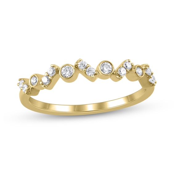 1/5 CT. T.w. Diamond Bezel-Set Zig-Zag Duos Band in 10K Gold
