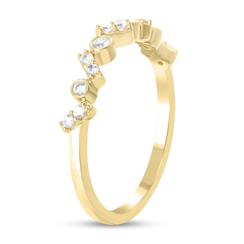 Main Image 2 of 1/5 CT. T.W. Diamond Bezel-Set Zig-Zag Duos Band in 10K Gold