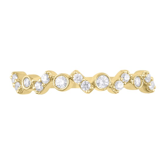 1/5 CT. T.w. Diamond Bezel-Set Zig-Zag Duos Band in 10K Gold