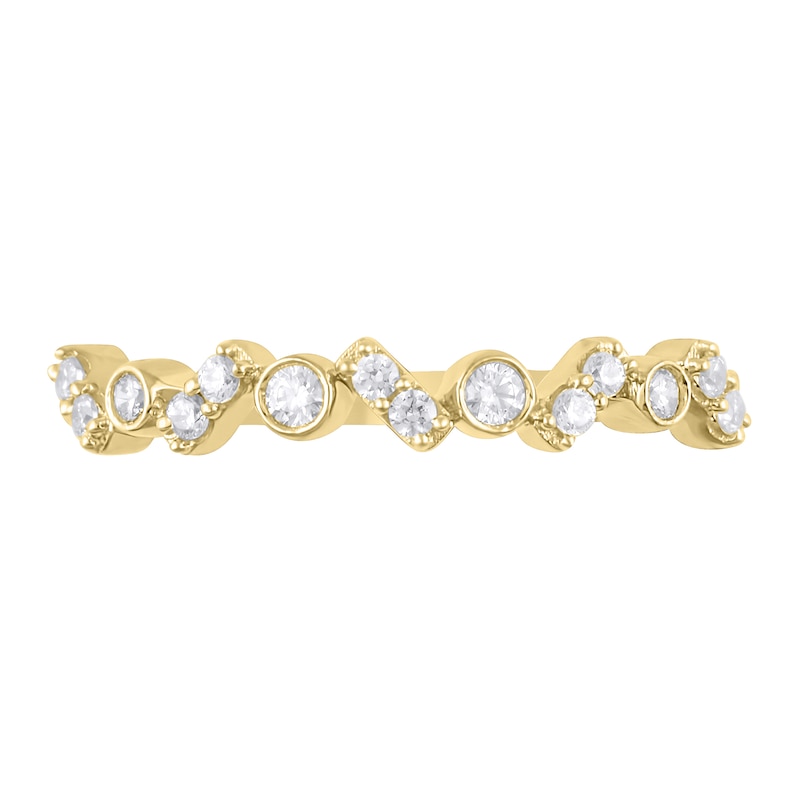 Main Image 3 of 1/5 CT. T.W. Diamond Bezel-Set Zig-Zag Duos Band in 10K Gold