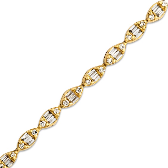 1 CT. T.w. Marquise Multi-Diamond Line Bracelet in 10K Gold - 7.25"