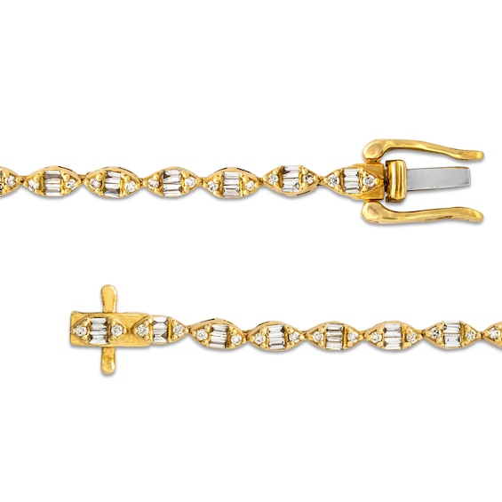 1 CT. T.w. Marquise Multi-Diamond Line Bracelet in 10K Gold - 7.25"
