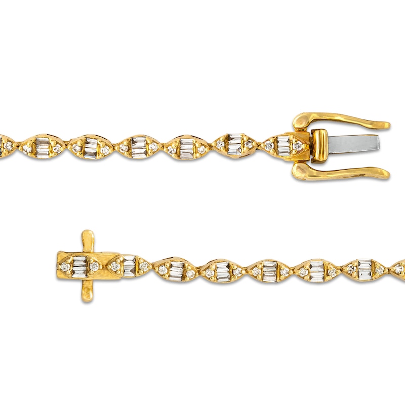 Main Image 3 of 1 CT. T.W. Marquise Multi-Diamond Line Bracelet in 10K Gold - 7.25"