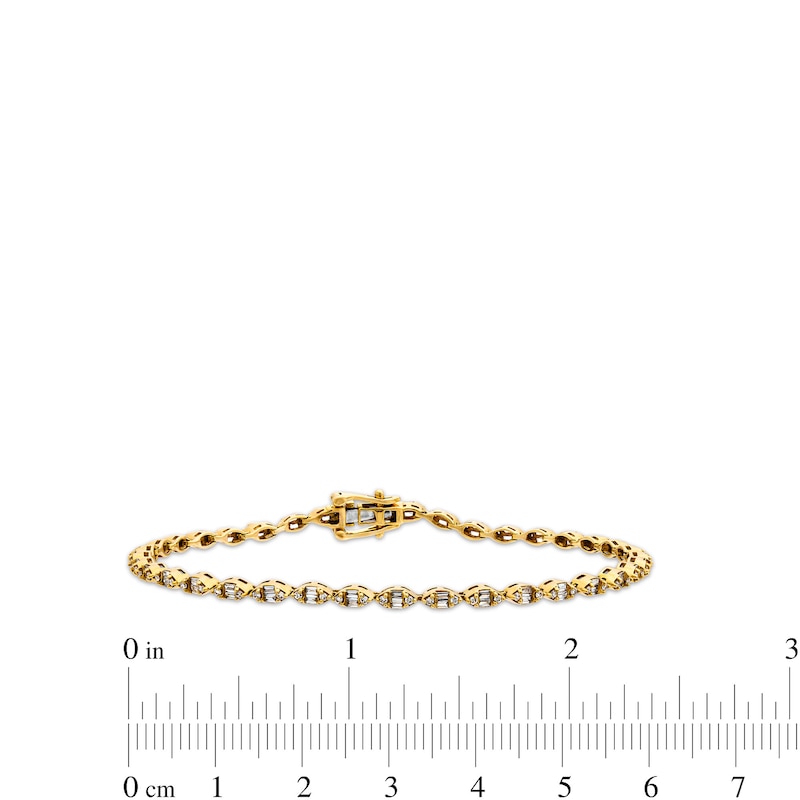 Main Image 4 of 1 CT. T.W. Marquise Multi-Diamond Line Bracelet in 10K Gold - 7.25"