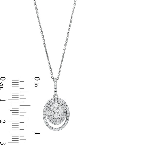 3/4 CT. T.w. Oval Multi-Diamond Open Double Frame Pendant in 10K White Gold
