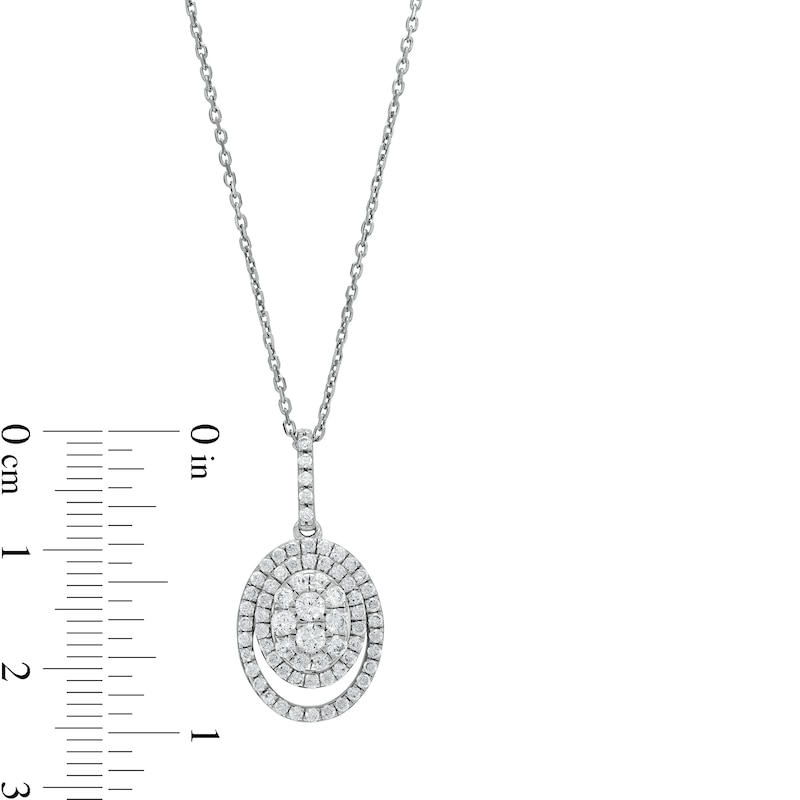 Main Image 4 of 3/4 CT. T.W. Oval Multi-Diamond Open Double Frame Pendant in 10K White Gold