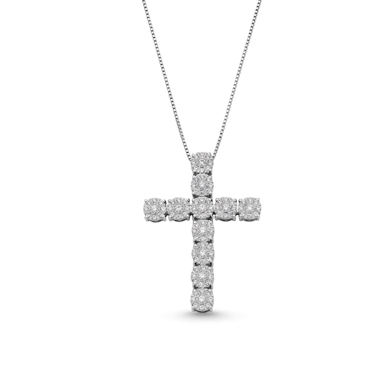 1 CT. T.w. Multi-Diamond Miracle Cross Pendant in 10K White Gold