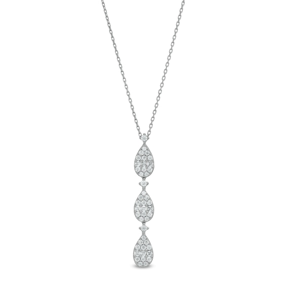 1/2 CT. T.w. Pear Multi-Diamond Teardrops Necklace in 10K White Gold