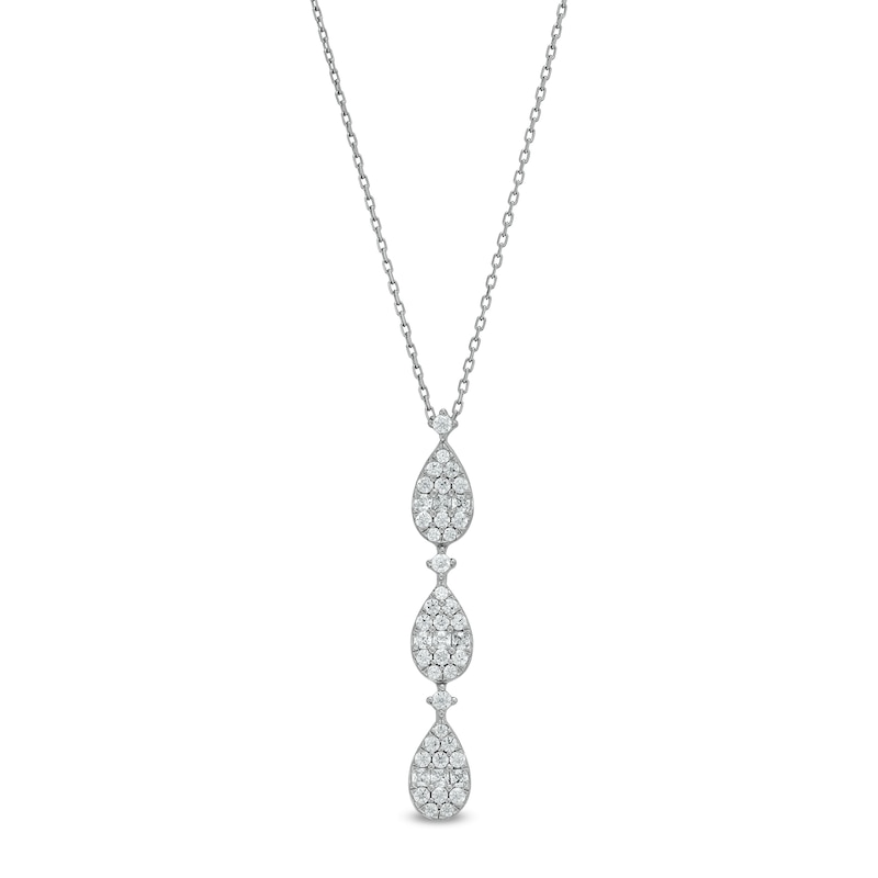 Main Image 1 of 1/2 CT. T.W. Pear Multi-Diamond Teardrops Necklace in 10K White Gold