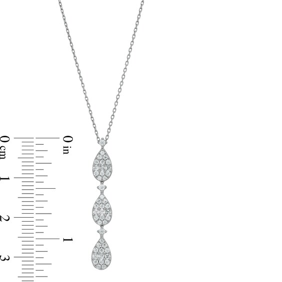 1/2 CT. T.w. Pear Multi-Diamond Teardrops Necklace in 10K White Gold