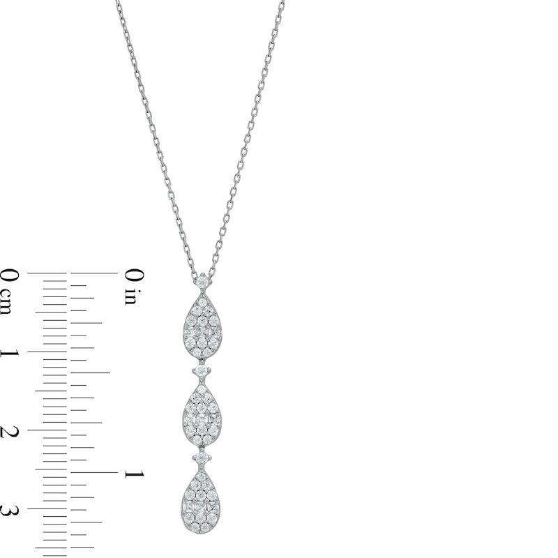 Main Image 4 of 1/2 CT. T.W. Pear Multi-Diamond Teardrops Necklace in 10K White Gold