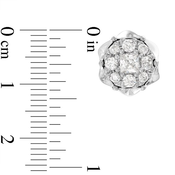 1/5 CT. T.w. Multi-Diamond Scallop Frame Stud Earrings in 10K White Gold