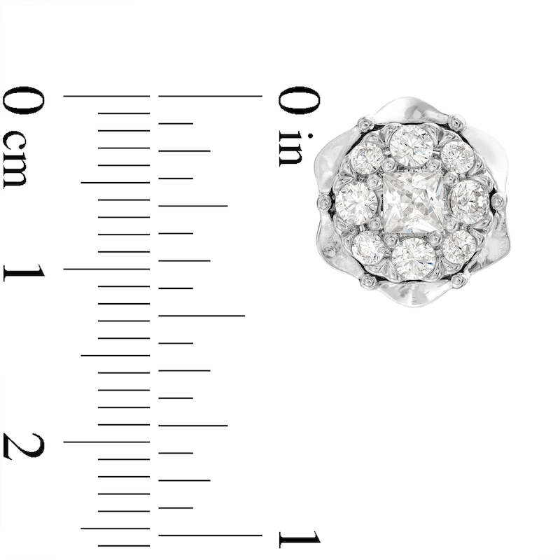 Main Image 3 of 1/5 CT. T.W. Multi-Diamond Scallop Frame Stud Earrings in 10K White Gold