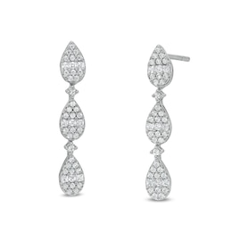 1/2 CT. T.W. Pear Multi-Diamond Teardrop Dangle Drop Earrings in 10K White Gold