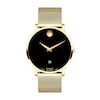 Thumbnail Image 1 of Men's Movado AUTOMATIC Museum® Classic Gold-Tone PVD Mesh Watch with Black Dial (Model: 0607632)