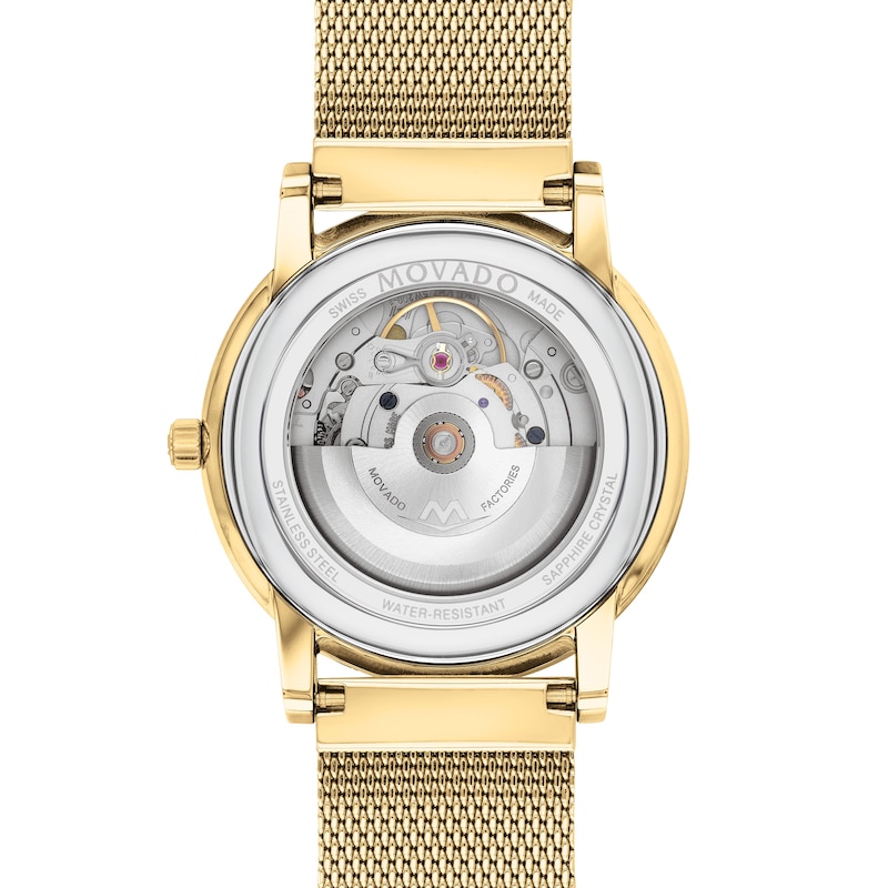 Main Image 3 of Men's Movado AUTOMATIC Museum® Classic Gold-Tone PVD Mesh Watch with Black Dial (Model: 0607632)