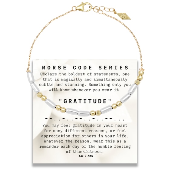 Elliot Young Morse Code "Gratitude" Bracelet in Sterling Silver and 14K Gold - 7.25"