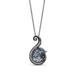 Enchanted Disney Villains Ursula Oval White Obsidian and 1/8 CT. T.W. Diamond Tentacle Pendant in Sterling Silver
