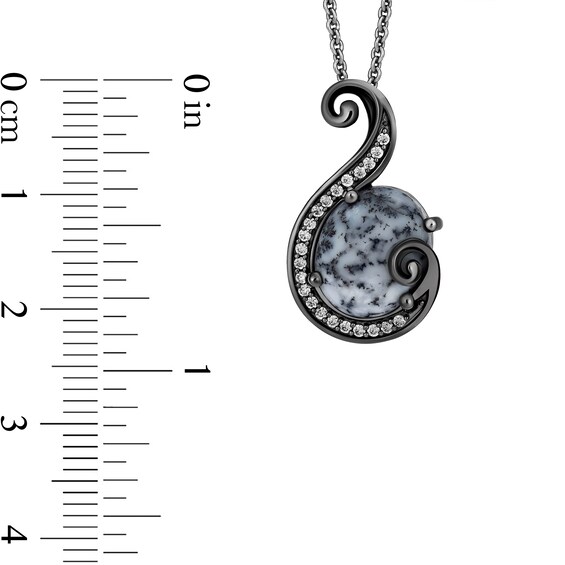 Enchanted Disney Villains Ursula Oval White Obsidian and 1/8 CT. T.w. Diamond Tentacle Pendant in Sterling Silver