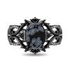 Thumbnail Image 3 of Enchanted Disney Villains Maleficent Oval Obsidian and 1/6 CT. T.W. Diamond Thorns Ring in Sterling Silver - Size 7