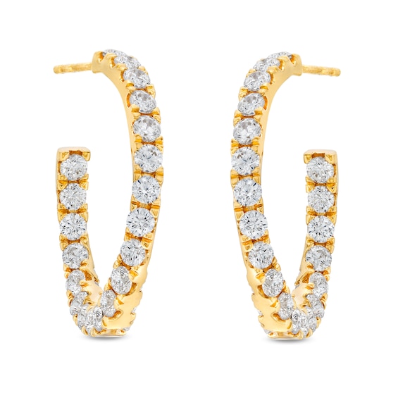 3 CT. T.w. Certified Lab-Grown Diamond Curved Open Hoop Earrings in 14K Gold (F/Si2)