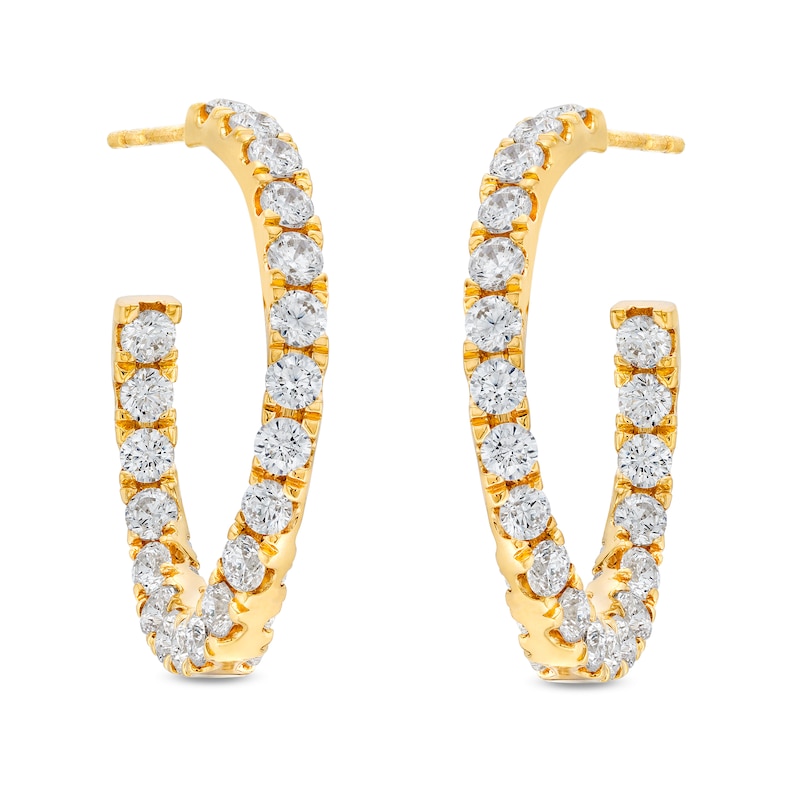 Main Image 1 of 3 CT. T.W. Certified Lab-Grown Diamond Curved Open Hoop Earrings in 14K Gold (F/SI2)