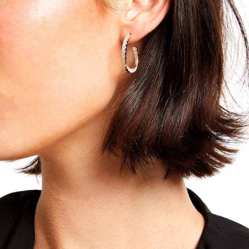 Main Image 2 of 3 CT. T.W. Certified Lab-Grown Diamond Curved Open Hoop Earrings in 14K Gold (F/SI2)