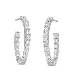 3 CT. T.W. Certified Lab-Grown Diamond Curved Open Hoop Earrings in 14K White Gold (F/SI2)