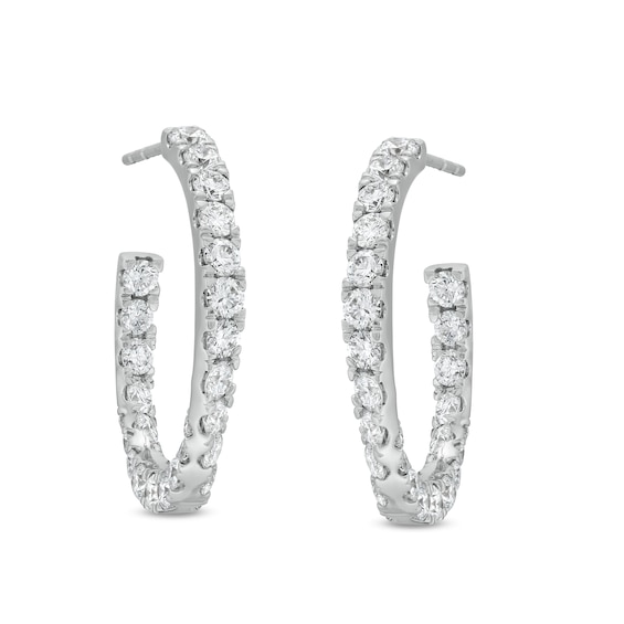 3 CT. T.w. Certified Lab-Grown Diamond Curved Open Hoop Earrings in 14K White Gold (F/Si2)