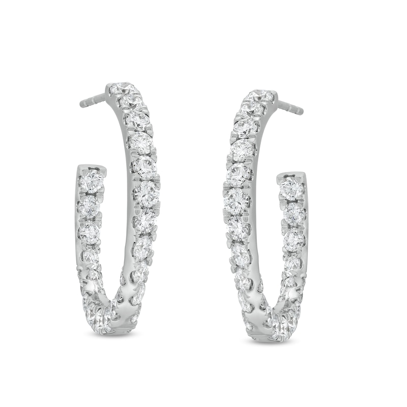 Main Image 1 of 3 CT. T.W. Certified Lab-Grown Diamond Curved Open Hoop Earrings in 14K White Gold (F/SI2)