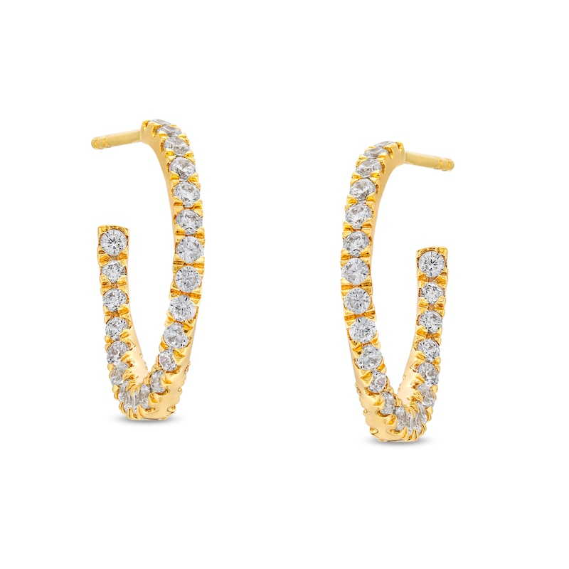 Main Image 1 of 3/4 CT. T.W. Certified Lab-Grown Diamond Curved Open Hoop Earrings in 14K Gold (F/SI2)
