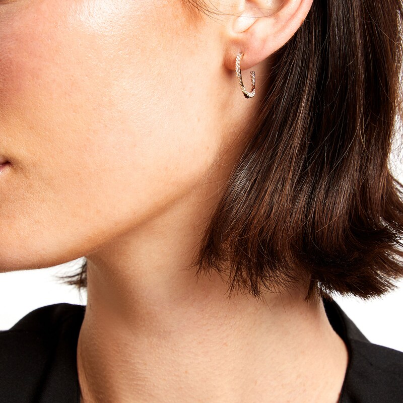 Main Image 2 of 3/4 CT. T.W. Certified Lab-Grown Diamond Curved Open Hoop Earrings in 14K Gold (F/SI2)