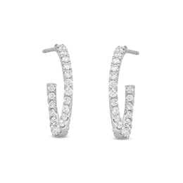 3/4 CT. T.W. Certified Lab-Grown Diamond Curved Open Hoop Earrings in 14K White Gold (F/SI2)