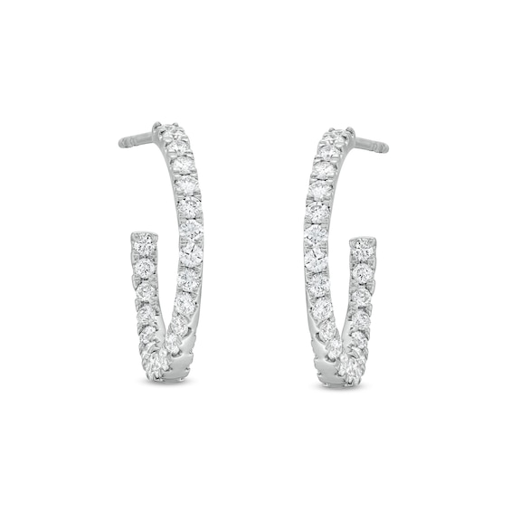 3/4 CT. T.w. Certified Lab-Grown Diamond Curved Open Hoop Earrings in 14K White Gold (F/Si2)