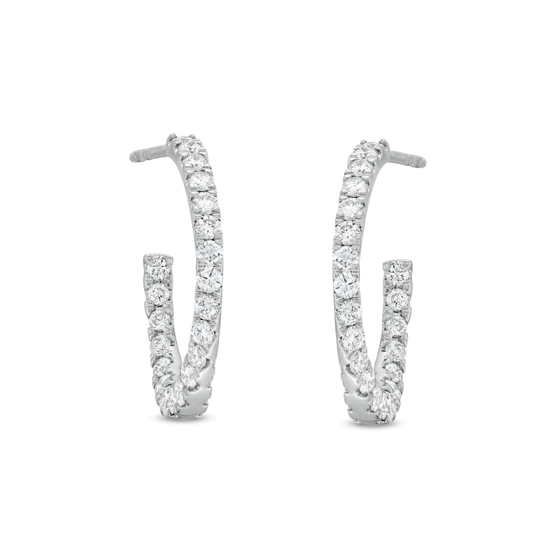 Main Image 1 of 3/4 CT. T.W. Certified Lab-Grown Diamond Curved Open Hoop Earrings in 14K White Gold (F/SI2)