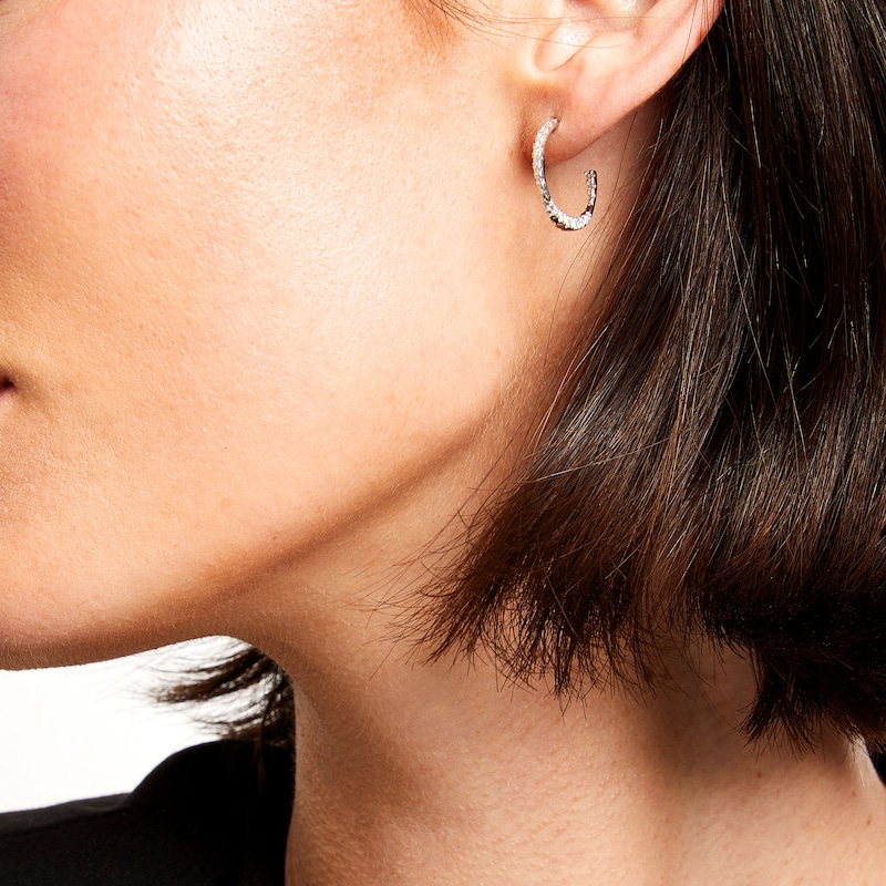 Main Image 2 of 3/4 CT. T.W. Certified Lab-Grown Diamond Curved Open Hoop Earrings in 14K White Gold (F/SI2)