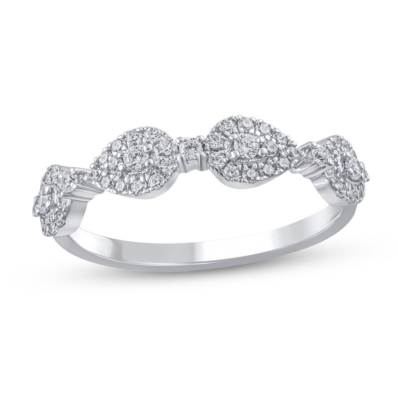 Main Image 1 of 1/3 CT. T.W. Diamond Sideways Teardrop Frame Band in 10K White Gold