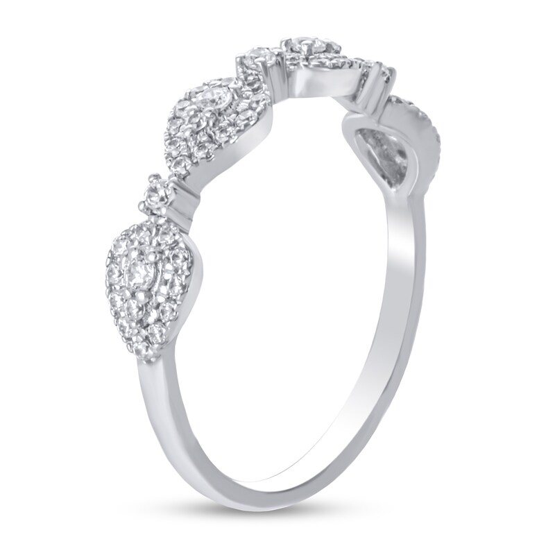 Main Image 2 of 1/3 CT. T.W. Diamond Sideways Teardrop Frame Band in 10K White Gold