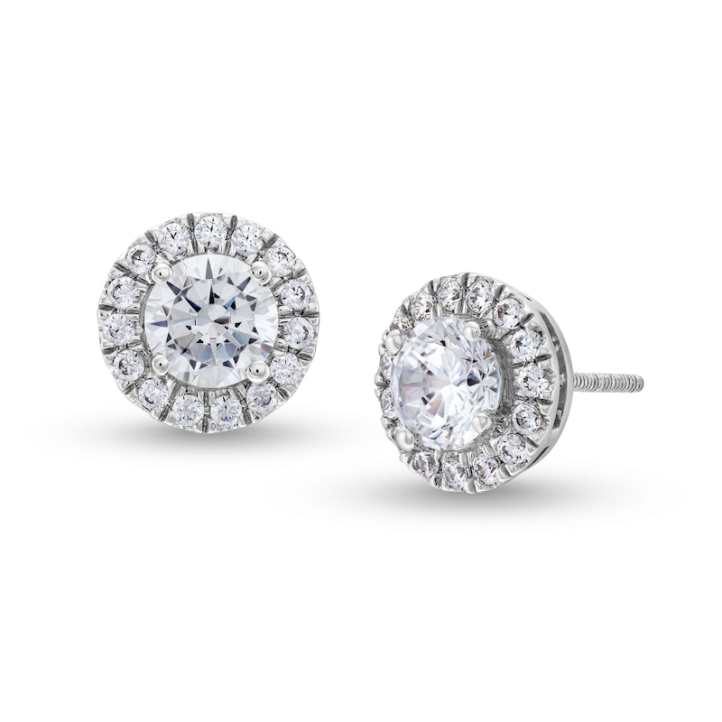 Main Image 1 of 1-1/2 CT. T.W. Certified Lab-Grown Diamond Frame Stud Earrings in 14K White Gold (F/SI2)