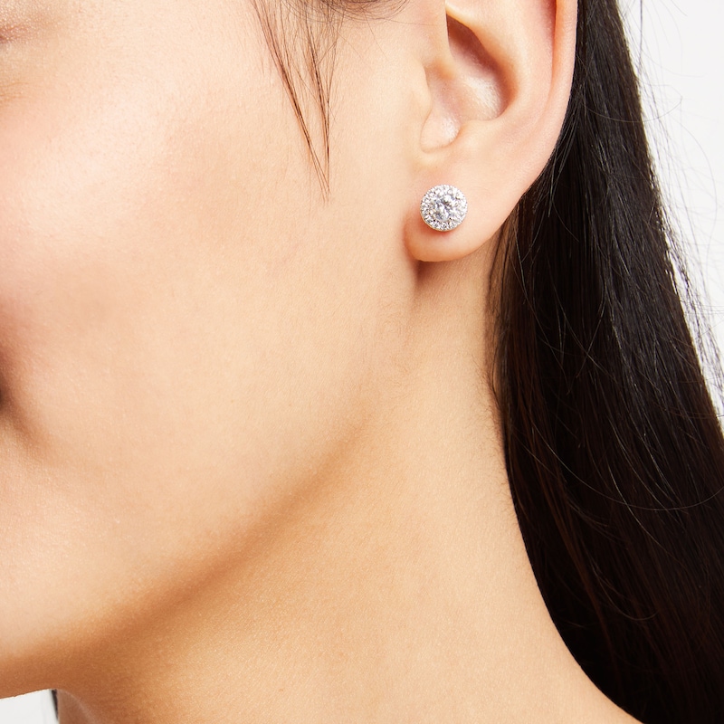 Main Image 2 of 1-1/2 CT. T.W. Certified Lab-Grown Diamond Frame Stud Earrings in 14K White Gold (F/SI2)