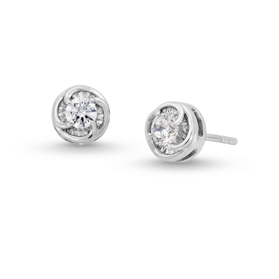 1/4 CT. T.w. Diamond Solitaire Swirl Frame Stud Earrings in 10K White Gold