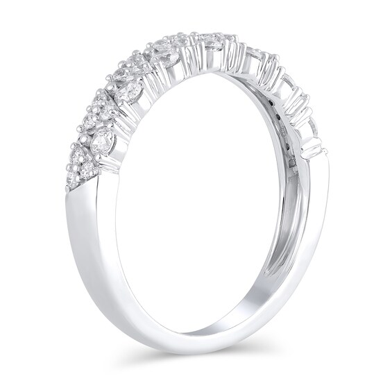 3/8 CT. T.w. Diamond Triangle Double Row Band in 14K White Gold