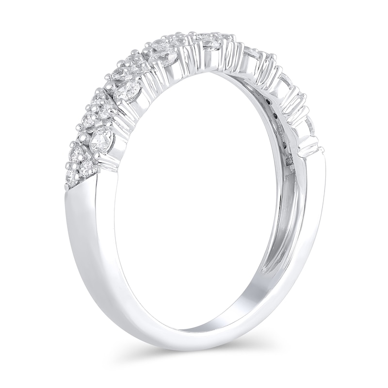 Main Image 2 of 3/8 CT. T.W. Diamond Triangle Double Row Band in 14K White Gold