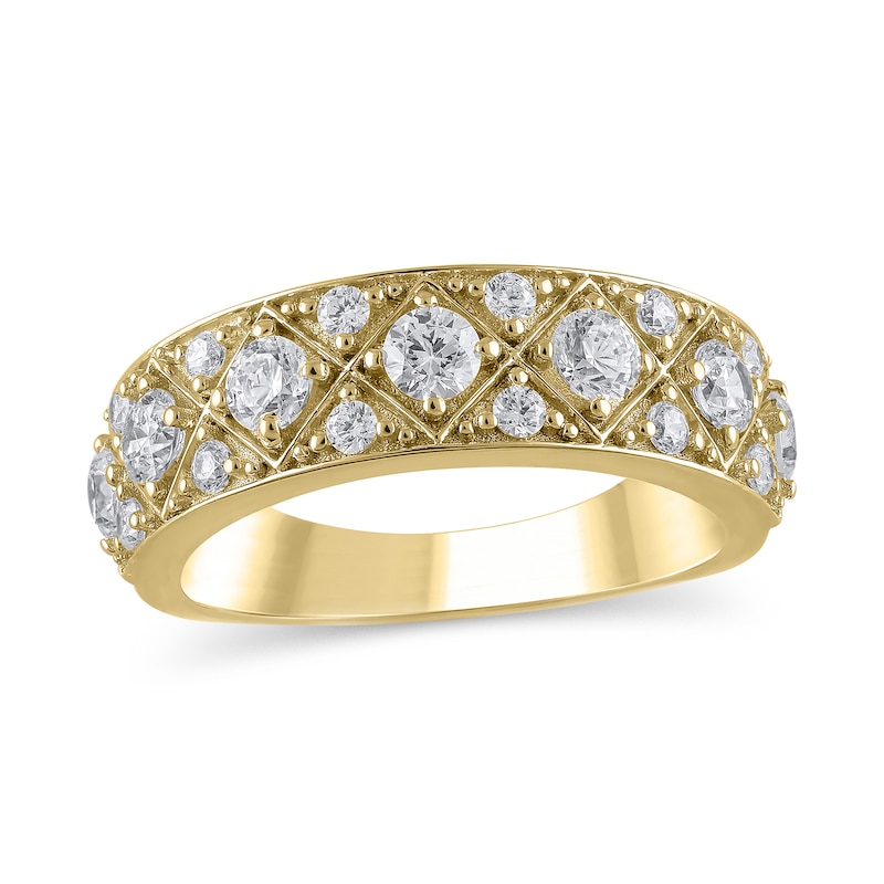 Main Image 1 of 1 CT. T.W. Diamond Quilt Pattern Band in 14K Gold