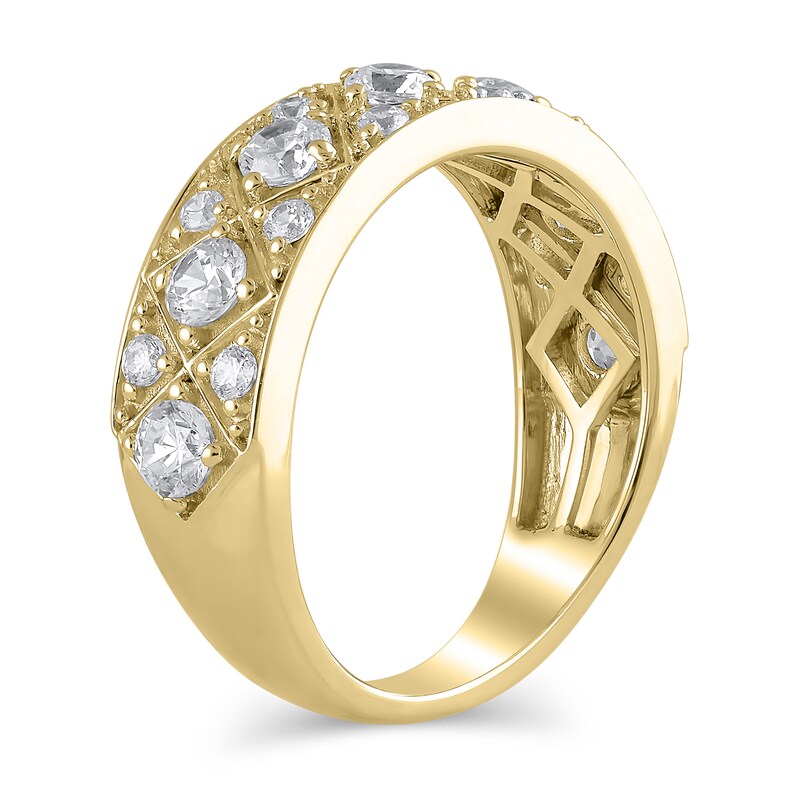Main Image 2 of 1 CT. T.W. Diamond Quilt Pattern Band in 14K Gold
