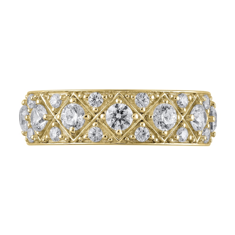 Main Image 3 of 1 CT. T.W. Diamond Quilt Pattern Band in 14K Gold