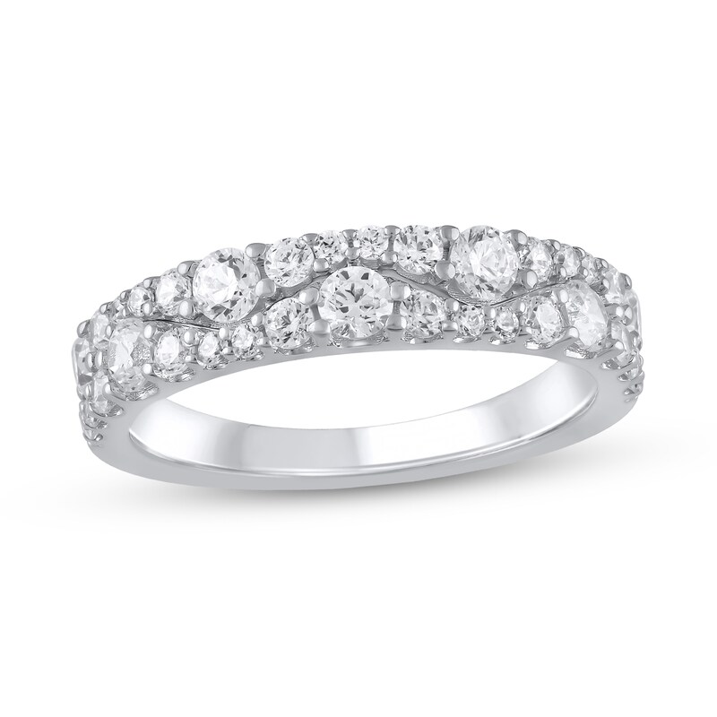 Main Image 1 of 1 CT. T.W. Diamond Graduating Double Row Band in 14K White Gold