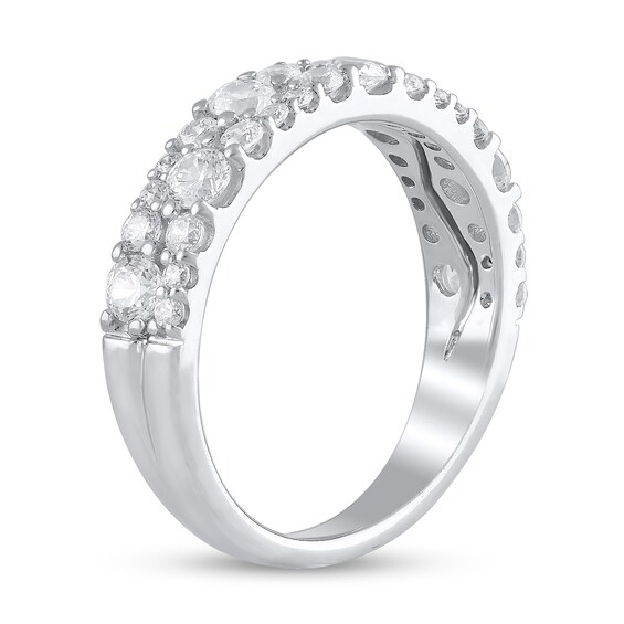 1 CT. T.w. Diamond Graduating Double Row Band in 14K White Gold