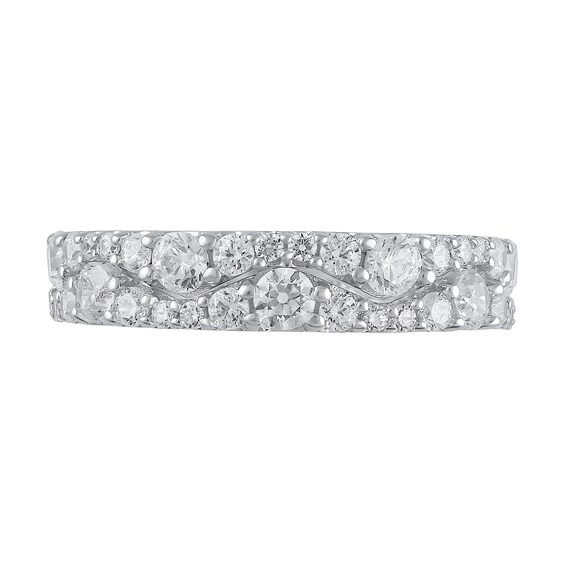 1 CT. T.w. Diamond Graduating Double Row Band in 14K White Gold