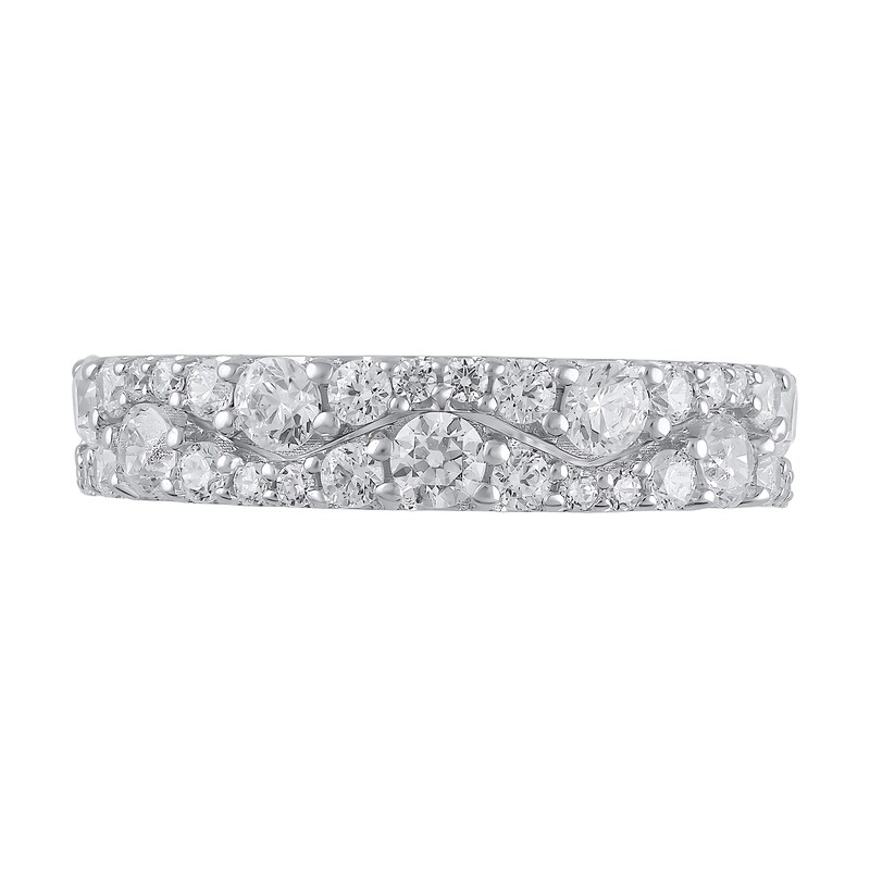 Main Image 3 of 1 CT. T.W. Diamond Graduating Double Row Band in 14K White Gold